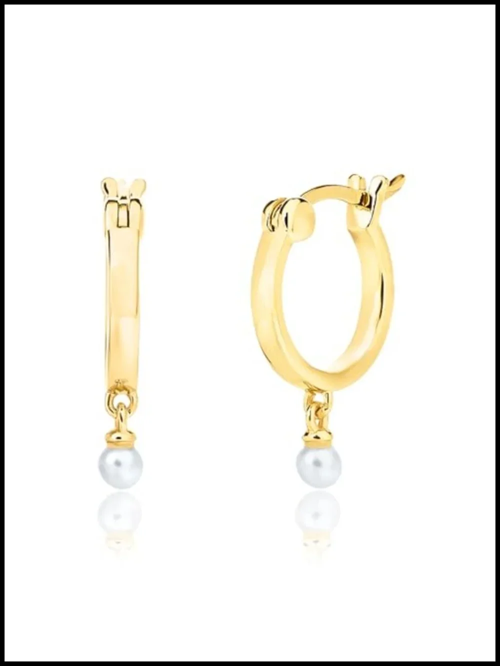 14K Gold-Plated Pearl Drop Huggie Hoop Earrings